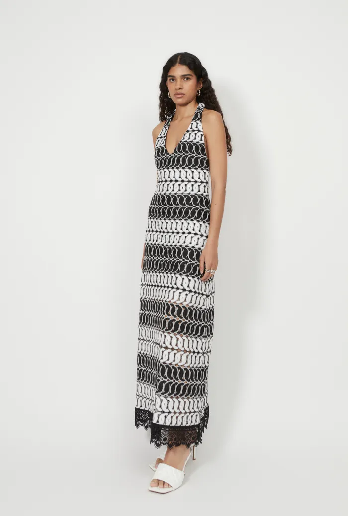 BELEN MAXI DRESS BLACK/WHITE