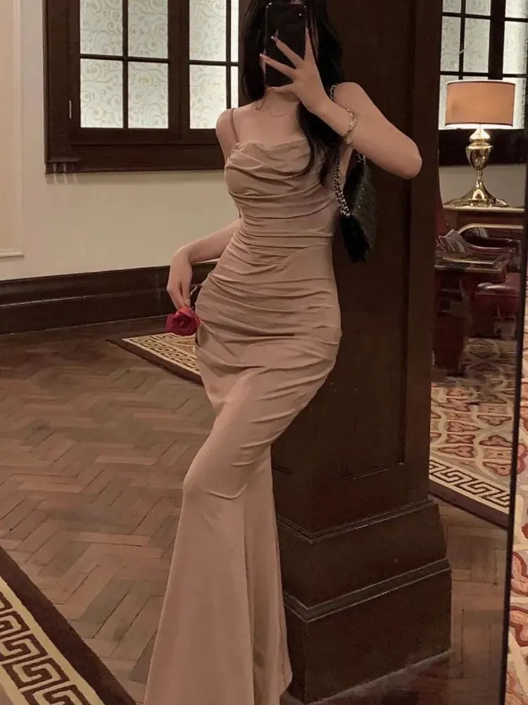 DressBetty - 2024 Elegant Sexy Mermaid Summer Strap Evening Maxi Dress