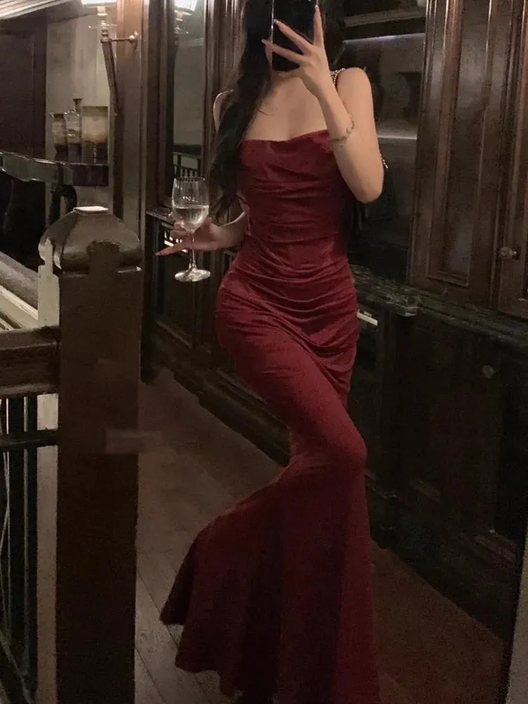 DressBetty - 2024 Elegant Sexy Mermaid Summer Strap Evening Maxi Dress