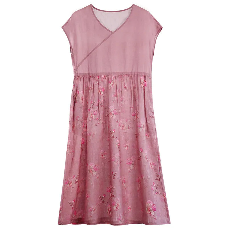 Pink Linen Women Dresses Summer Women Dresses /1818